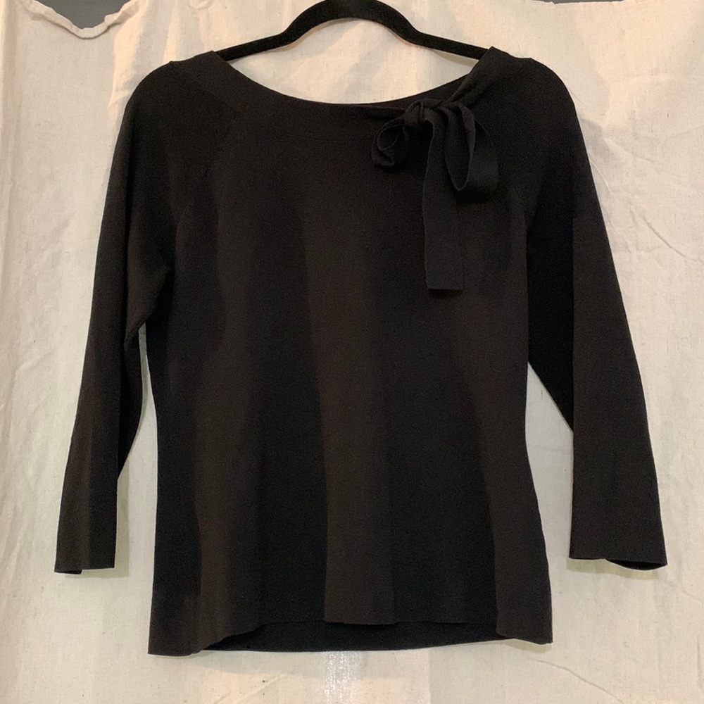Ann Taylor Loft 3/4 sleeve boat neck black sweater sz M
